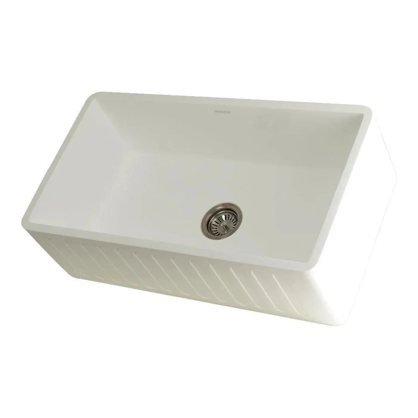 Kingston Brass 33 in. Solid Surface White Stone Apron-Front Single Bowl Farmhouse Kitchen Sink with Strainer in Matte White - GKFA331810RM