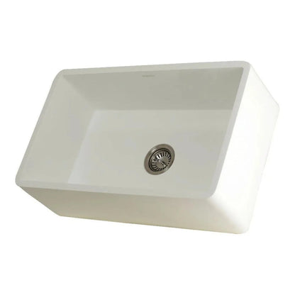 Kingston Brass 30 in. Solid Surface Matte Stone Apron Front Farmhouse Single Bowl Kitchen Sink (GKFA301810BC)