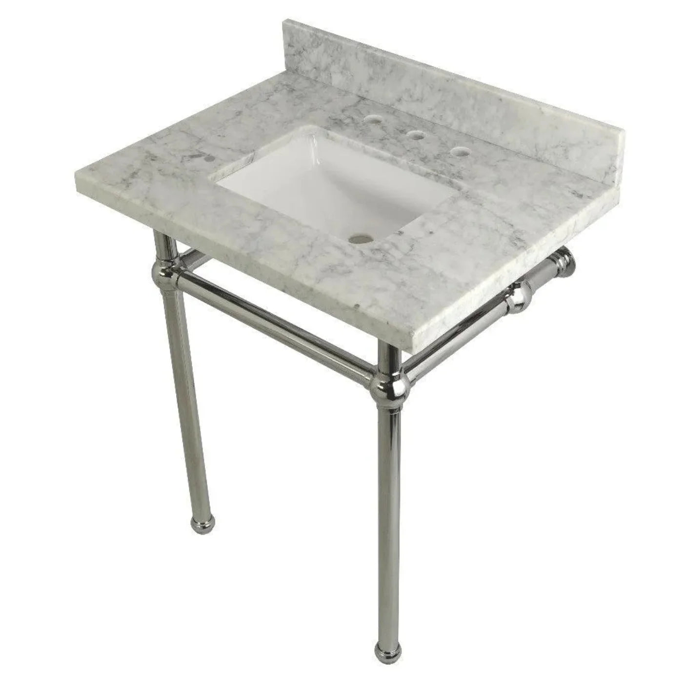 Kingston Brass Templeton 30 in. x 22 in. Carrara Marble Vanity Top with Brass Console Legs - KVPB30MBSQ