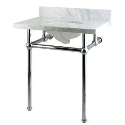 Kingston Brass Templeton 30 in. x 22 in. Carrara Marble Vanity Top with Brass Console Legs - KVPB30MB