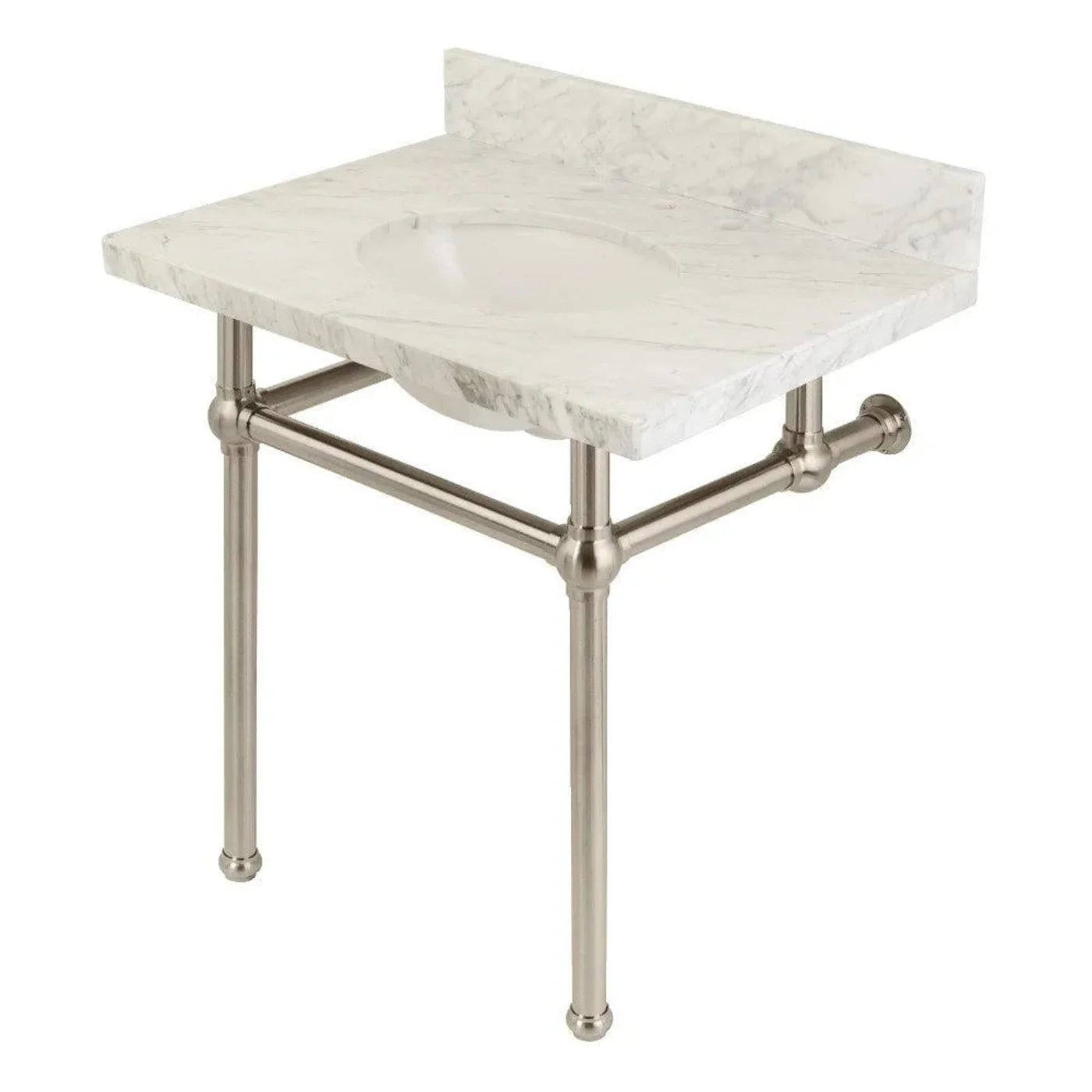 Kingston Brass Templeton 30 in. x 22 in. Carrara Marble Vanity Top with Brass Console Legs - KVPB3030MB