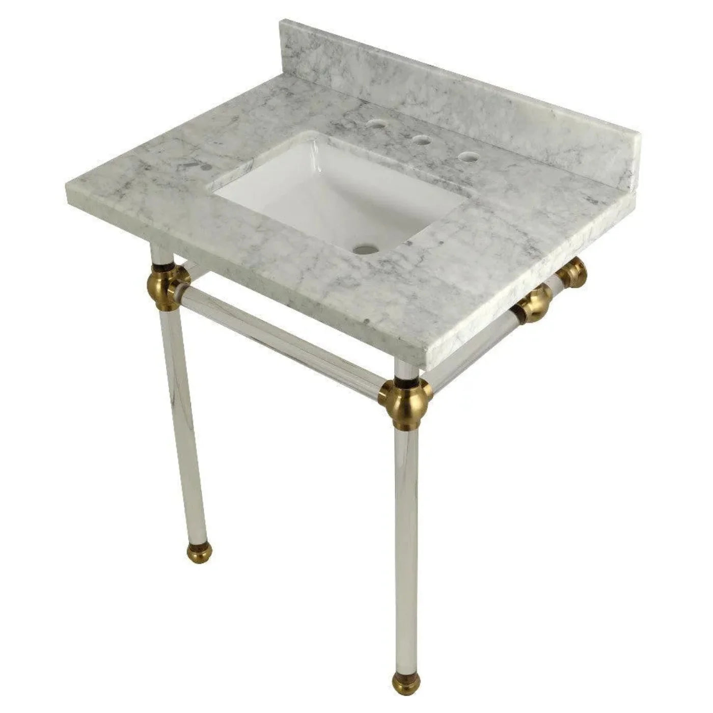 Kingston Brass Templeton 30 in. x 22 in. Carrara Marble Vanity Top with Clear Acrylic Console Legs - KVPB30MASQ