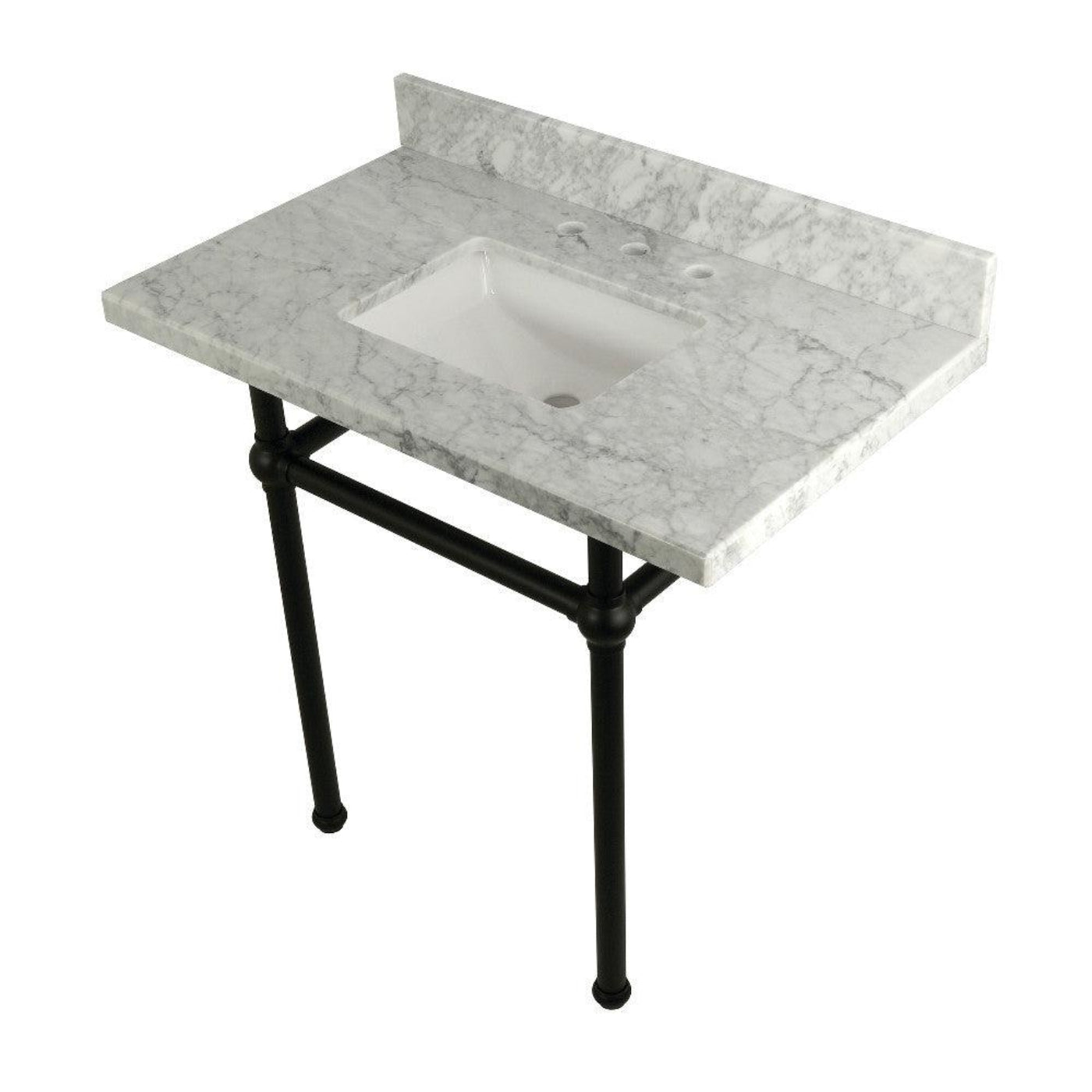 Kingston Brass Templeton 36 in. x 22 in. Carrara Marble Vanity Top with Brass Console Legs - KVPB36MBSQ