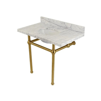 Kingston Brass Templeton 36 in. x 22 in. Carrara Marble Vanity Top with Brass Console Legs - KVPB3630MB