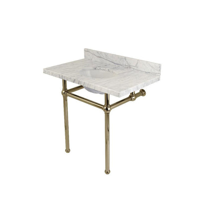Kingston Brass Templeton 36 in. x 22 in. Carrara Marble Vanity Top with Brass Console Legs - KVPB36MB