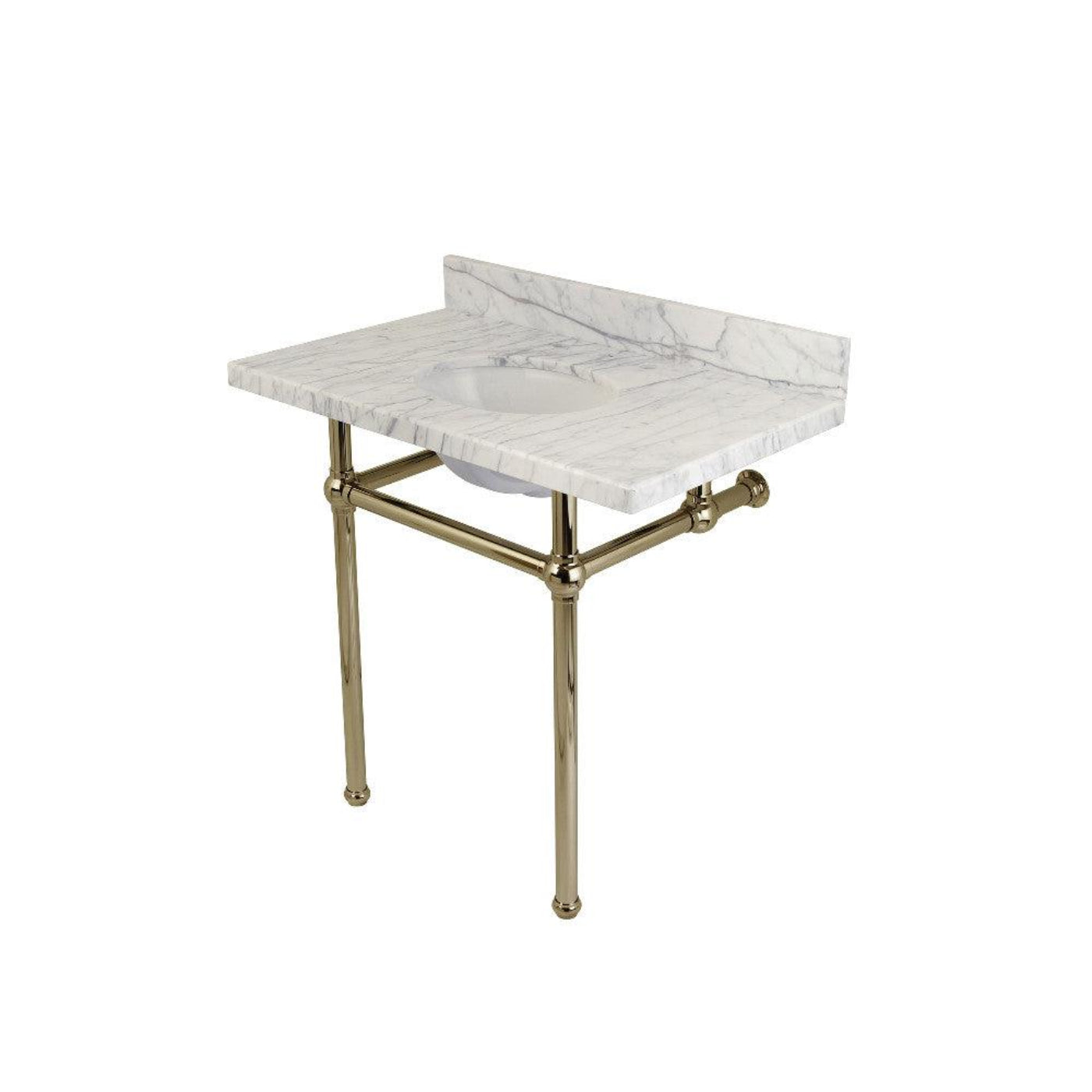 Kingston Brass Templeton 36 in. x 22 in. Carrara Marble Vanity Top with Brass Console Legs - KVPB36MB