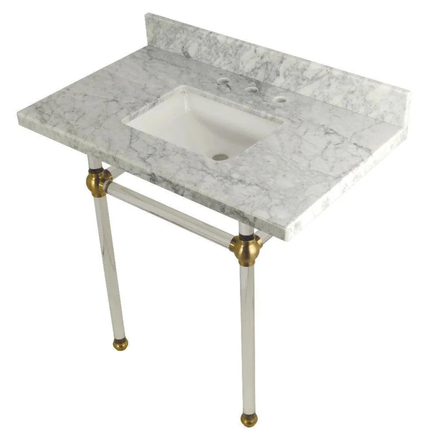 Kingston Brass Templeton 36 in. x 22 in. Carrara Marble Vanity Top with Clear Acrylic Console Legs - KVPB36MASQ