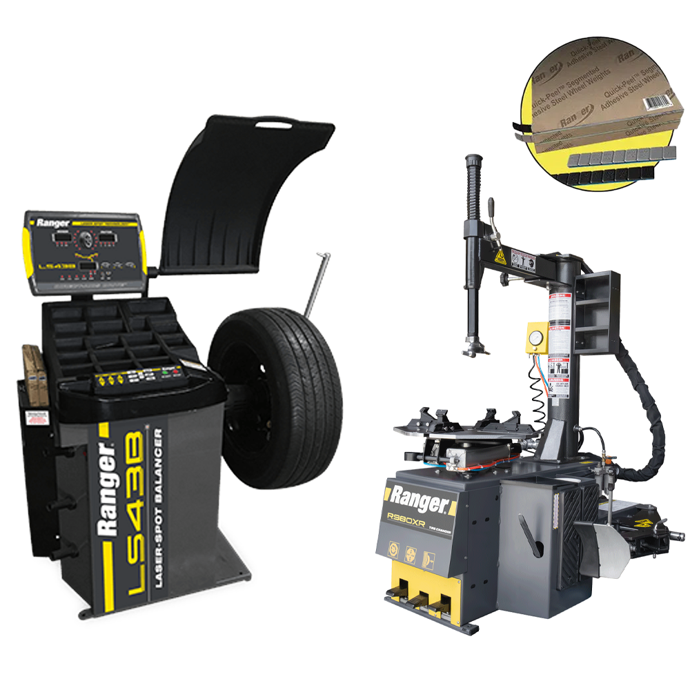Ranger R980XR Tire Changer+LS43B Wheel Balancer+Adhesive Tape Weight Roll Combo