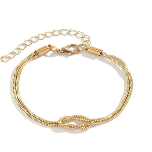 Love Knot 14K Gold Plated Adjustable Bracelet