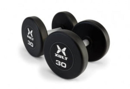 Johnson Health Tech XULT Rubber Hex Dumbbell Pairs and Sets - XULT Rubber Hex Dumbbell Pair in Black, 95 lb. - XT-095RBR-HEX