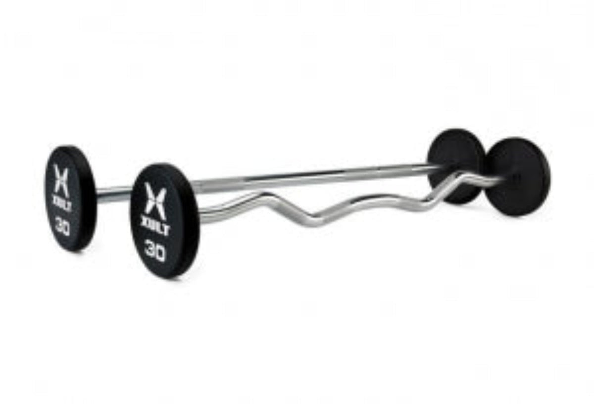 Johnson Health Tech XULT Urethane EZ-Curl Barbells - XULT Urethane EZ-Curl Barbell, Black, 70 lb. - XT-070URE-BBEZ