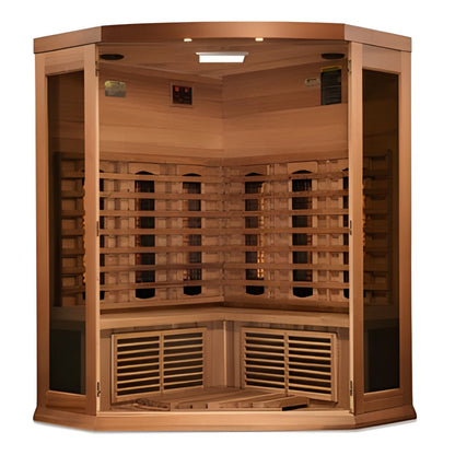 Maxxus 3-Person Corner Full Spectrum Near Zero EMF Under 2MG Infrared Sauna Red Cedar - MX‐M356‐01‐FS CED