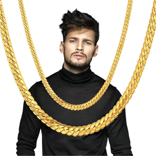 Mens Chain Necklace - Premium Gold-Stainless Steel Snake Chain