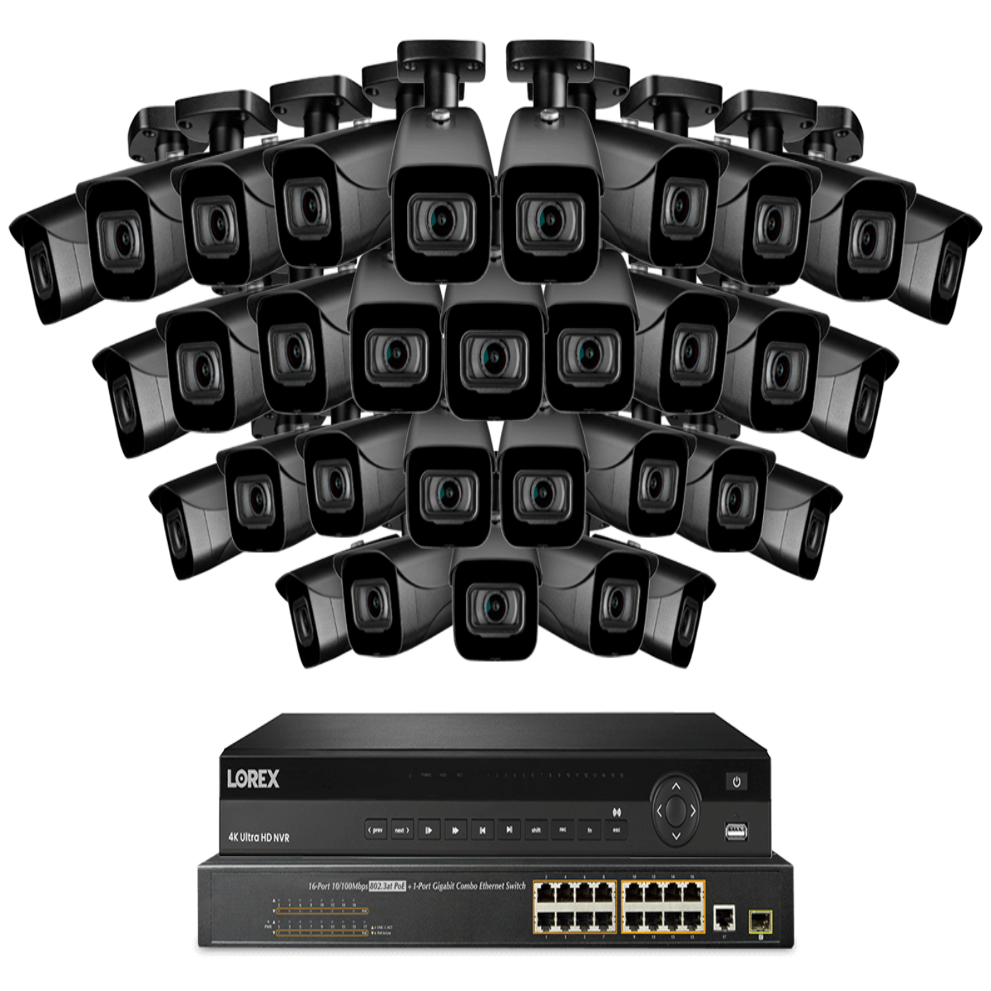 Lorex NC4K8-3232BB 32-Channel NVR System with Thirty-Two 4K (8MP) IP Cameras Security Surveillance System New - NC4K8-3232BB