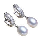 Freshwater Pearl Drop Earrings in Sterling Silver – Handcrafted Natural Jewelry for Women