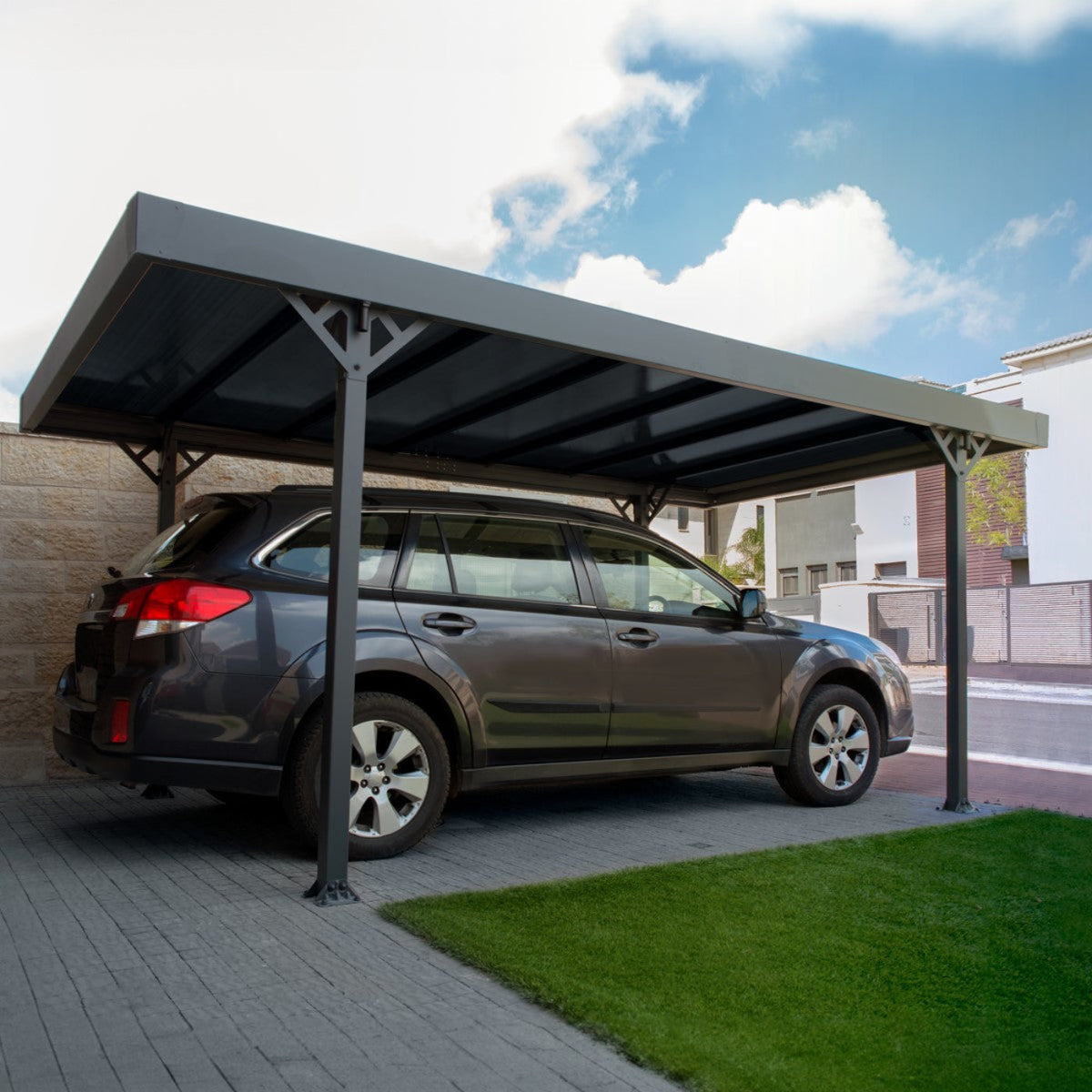 Palram - Canopia | Palma 5000 Carport/Patio Cover - Gray/Gray - 16X10x7 ft - HG9134