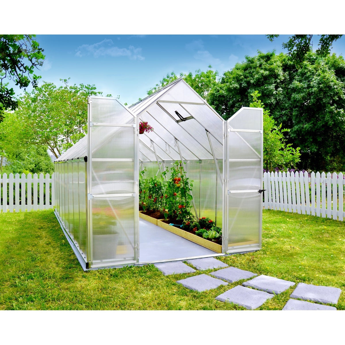 Palram - Canopia | Essence Greenhouse Kit - Silver With 4mm Twin-wall Polycarbonate Glazing - HG5812