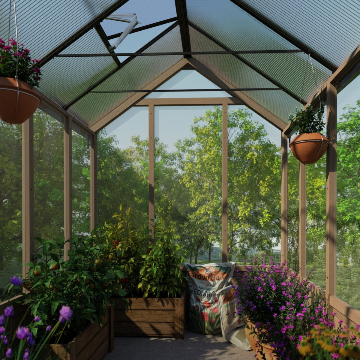 Palram - Canopia | Natura 8 ft Series - Cedar Wood Greenhouse Kit - HG5704