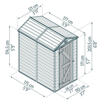 Palram - Canopia | SkyLight  Polycarbonate Storage Shed -4x6 ft Tan - HG9604T