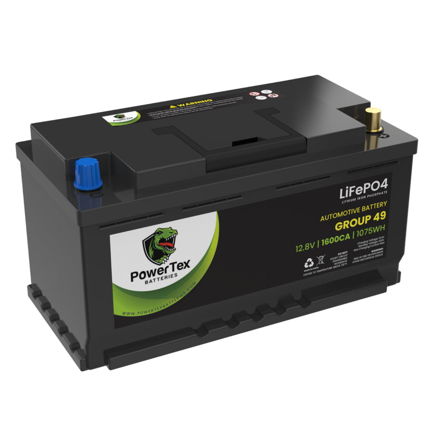 PowerTex 2018 Ford F-150 Car Battery BCI Group 49 / H8 Lithium LiFePO4 Automotive Battery - PTLG49-888