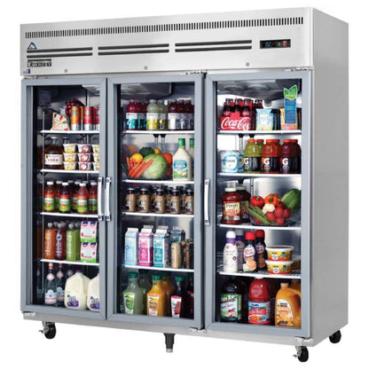 Everest's - ESGR3A, 74" Three Glass Door Reach-in Refrigerator 85 cu.ft. - ESGR3A