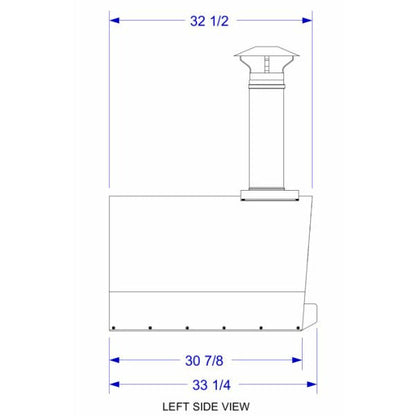 Solé Gourmet 32 Inch Italia Wood Fired Oven with Cart Left Side View Diagram