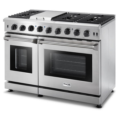 Double Oven 48 inch 6.8 cu. ft. Natural Gas Range in Stainless Steel - Heat AC & Co.