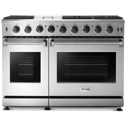 Double Oven 48 inch 6.8 cu. ft. Natural Gas Range in Stainless Steel - Heat AC & Co.