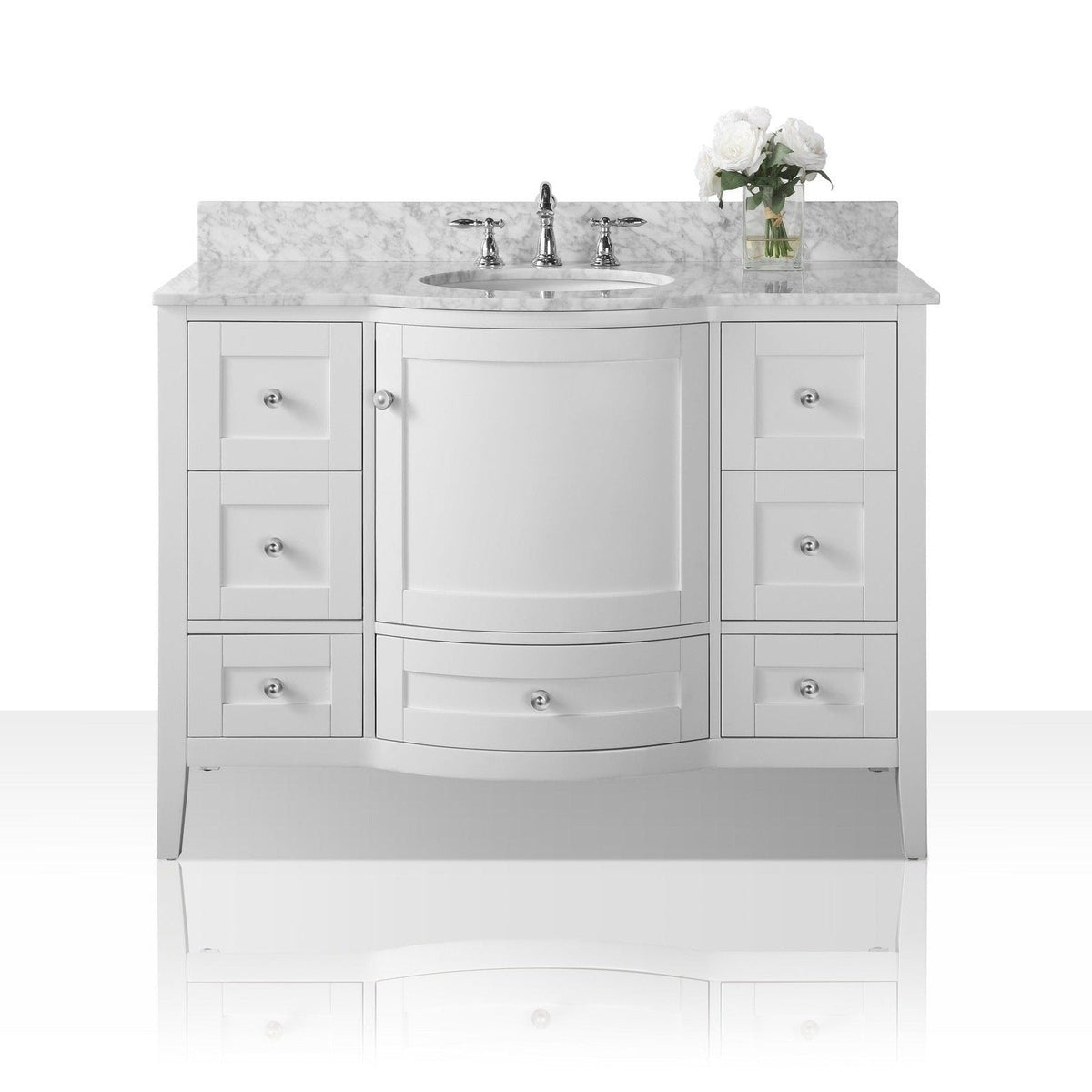Ancerre Lauren Bathroom Vanity with Sink and Carrara White Marble Top Cabinet Set - VTS-LAUREN-48-W-CW - Backyard Provider