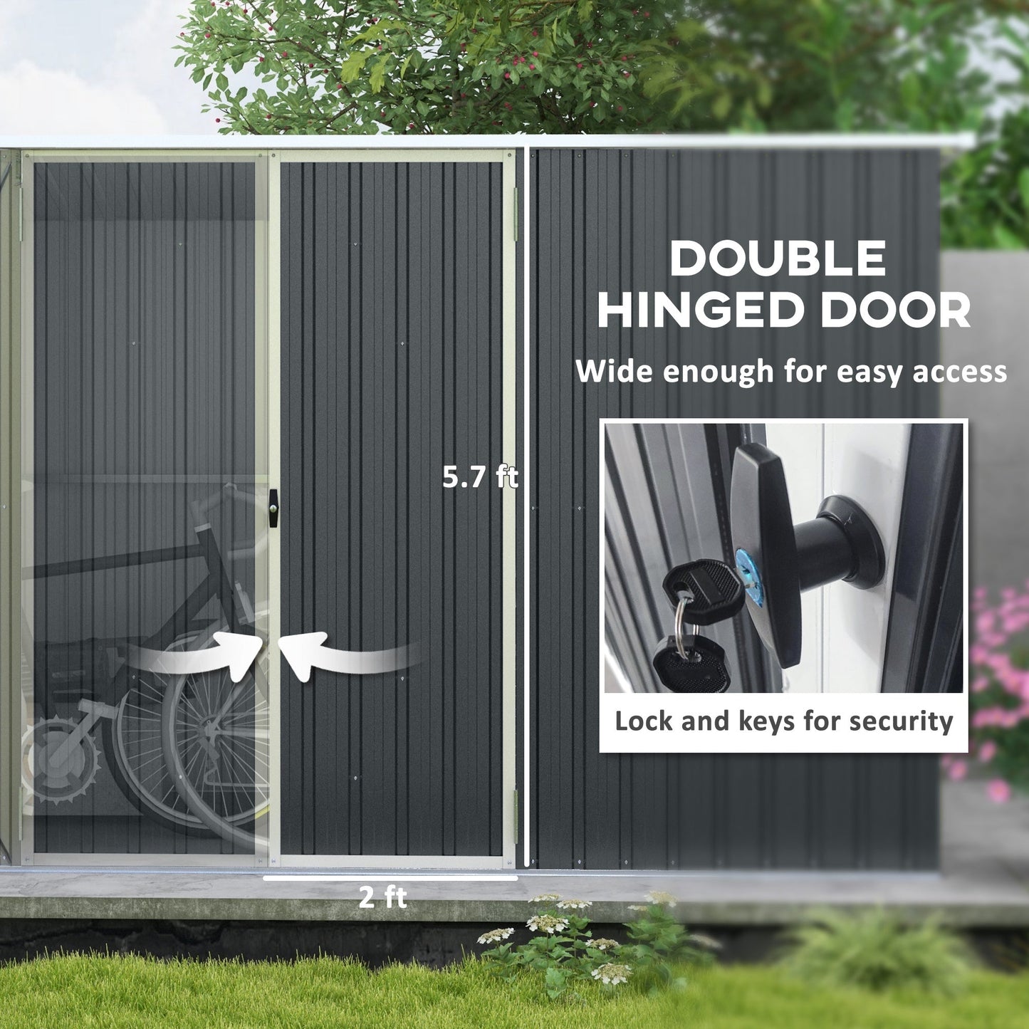 Outsunny 11' x 6' Metal Storage Shed with Lockable Door for Backyard, Garden, Lawn, Gray - 845-680V01CG