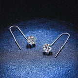 S925 Silver White Gold Plated 1CT Moissanite Drop Earrings