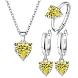 925 Silver Heart Zircon Jewelry Set