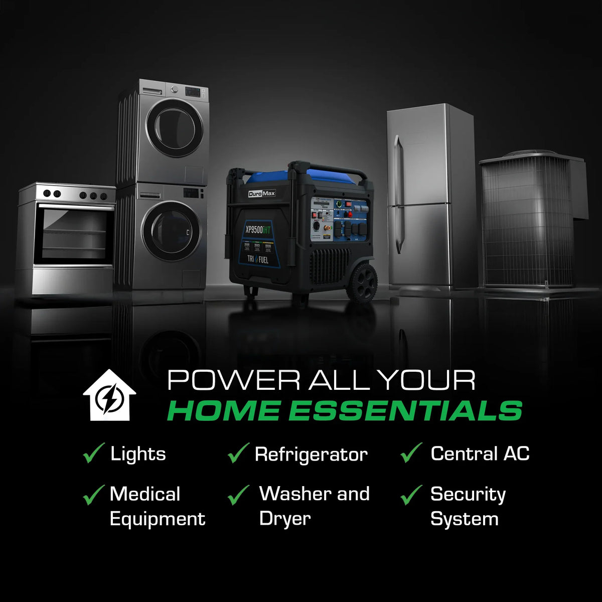 DuroMax 9,500 Watt Portable Dual Tri Inverter Generator w/ CO Alert