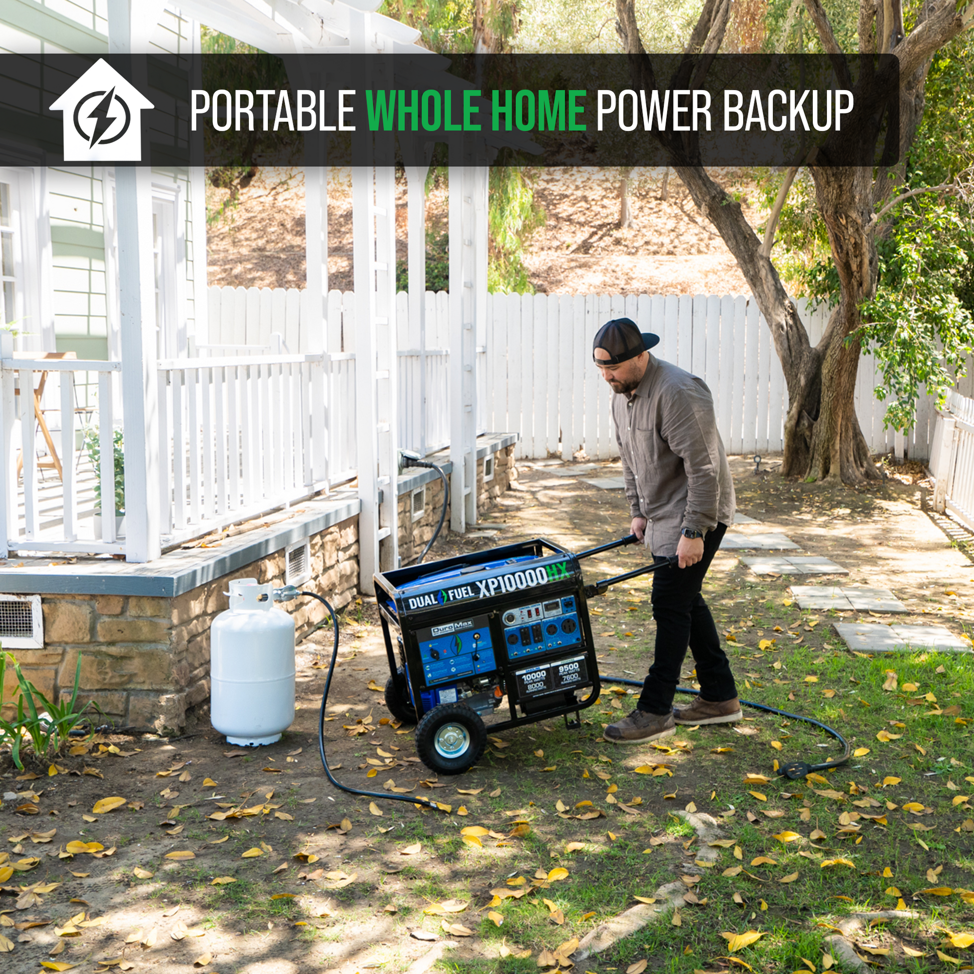 DuroMax 10,000 Watt Portable Dual Fuel Gas Propane CO Alert Generator - XP10000HX - Engines & Co.