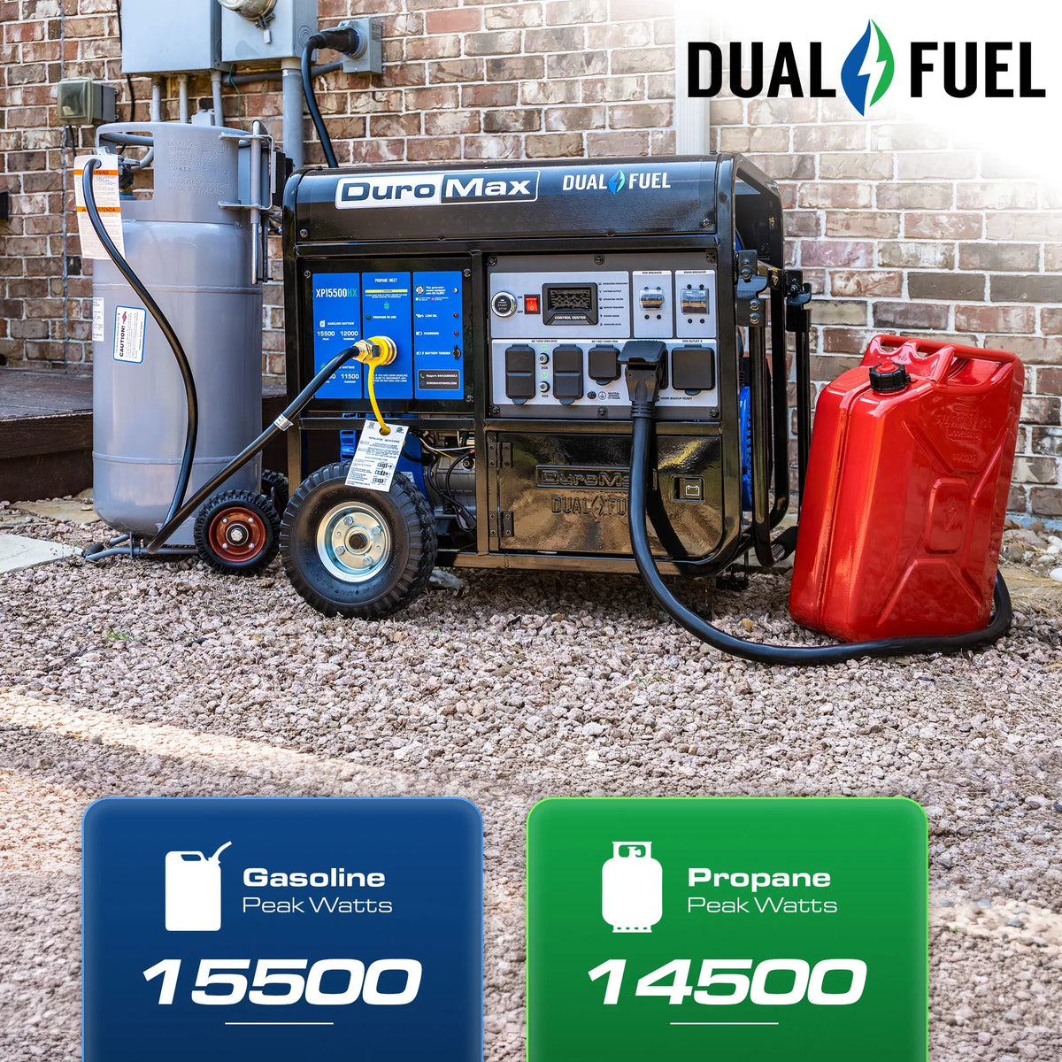 DuroMax 15,500 Watt Dual Fuel Portable Generator w/ CO Alert