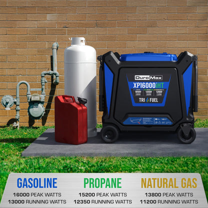 DuroMax 16,000 Watt V-Twin Tri Fuel Portable Digital Inverter Generator