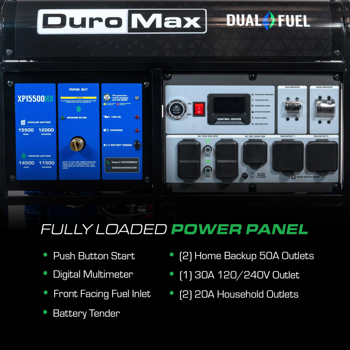 DuroMax 15,500 Watt Dual Fuel Portable Generator w/ CO Alert