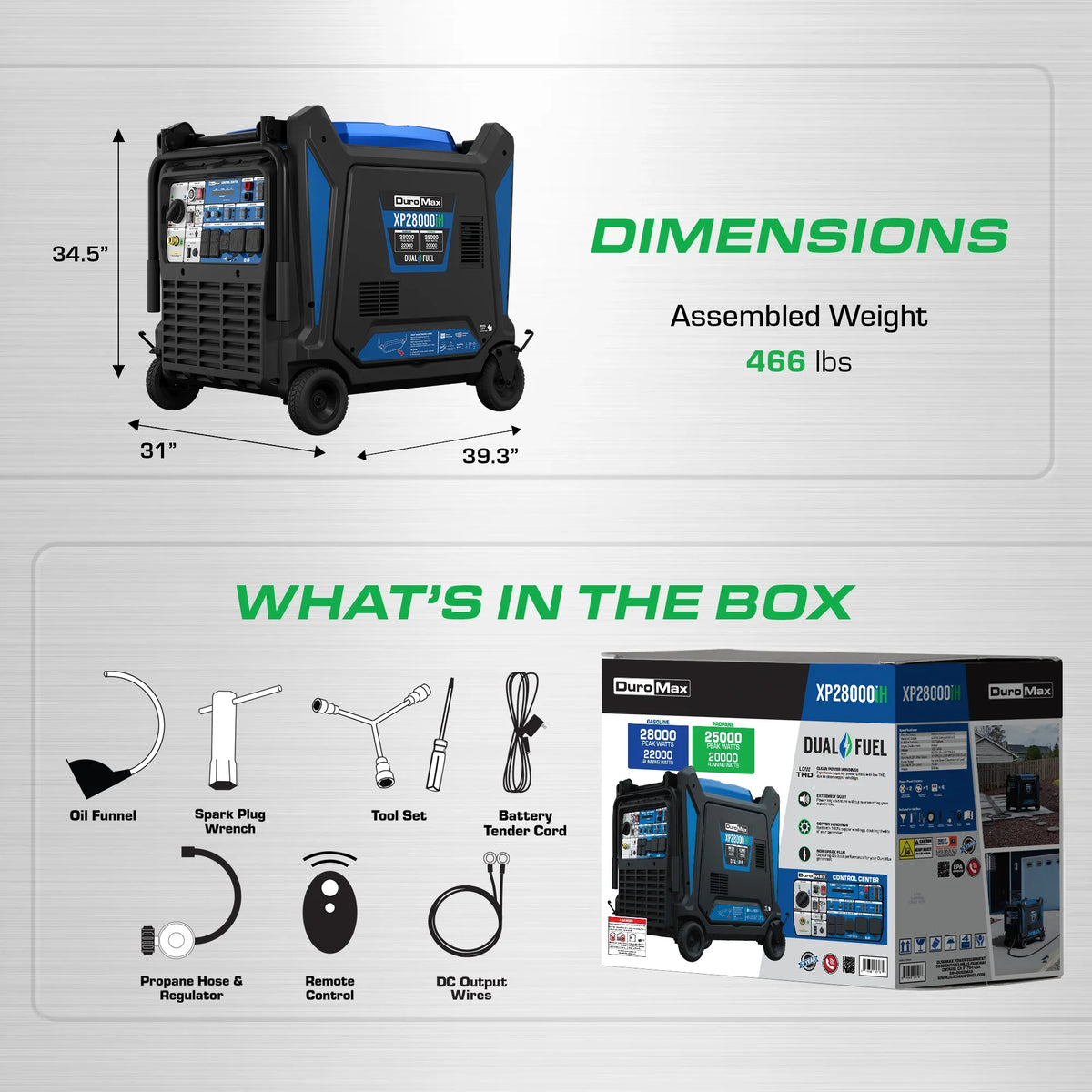 DuroMax 28,000 Watt V-Twin Dual Fuel Portable Digital Inverter Generator