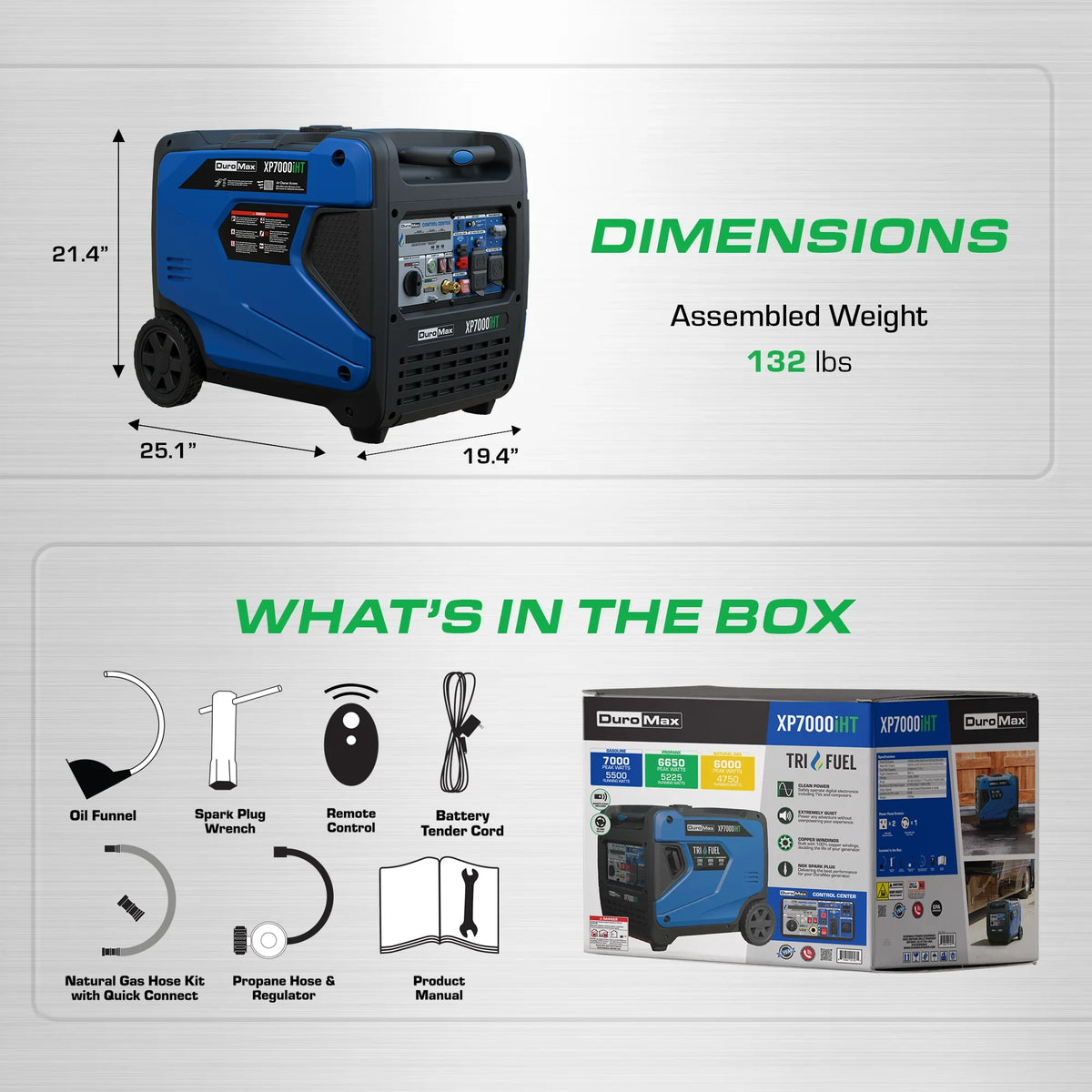 DuroMax  7,000 Watt Portable Tri Fuel Inverter Generator w/ CO Alert
