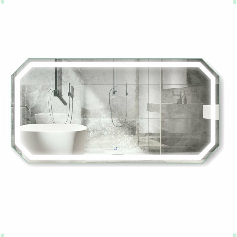 Krugg Tudor 60" X 30" LED Bathroom Mirror with Dimmer & Defogger Large Octagon Lighted Vanity Mirror TUDOR6030 - Backyard Provider