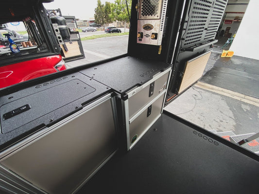 GOOSE GEAR Alu-Cab Alu-Cabin Canopy Camper - Chevrolet Silverado 1500 / GMC Sierra 1500 2019-Present 4th Gen. - Rear Double Drawer Module - 6263-GGR-SH