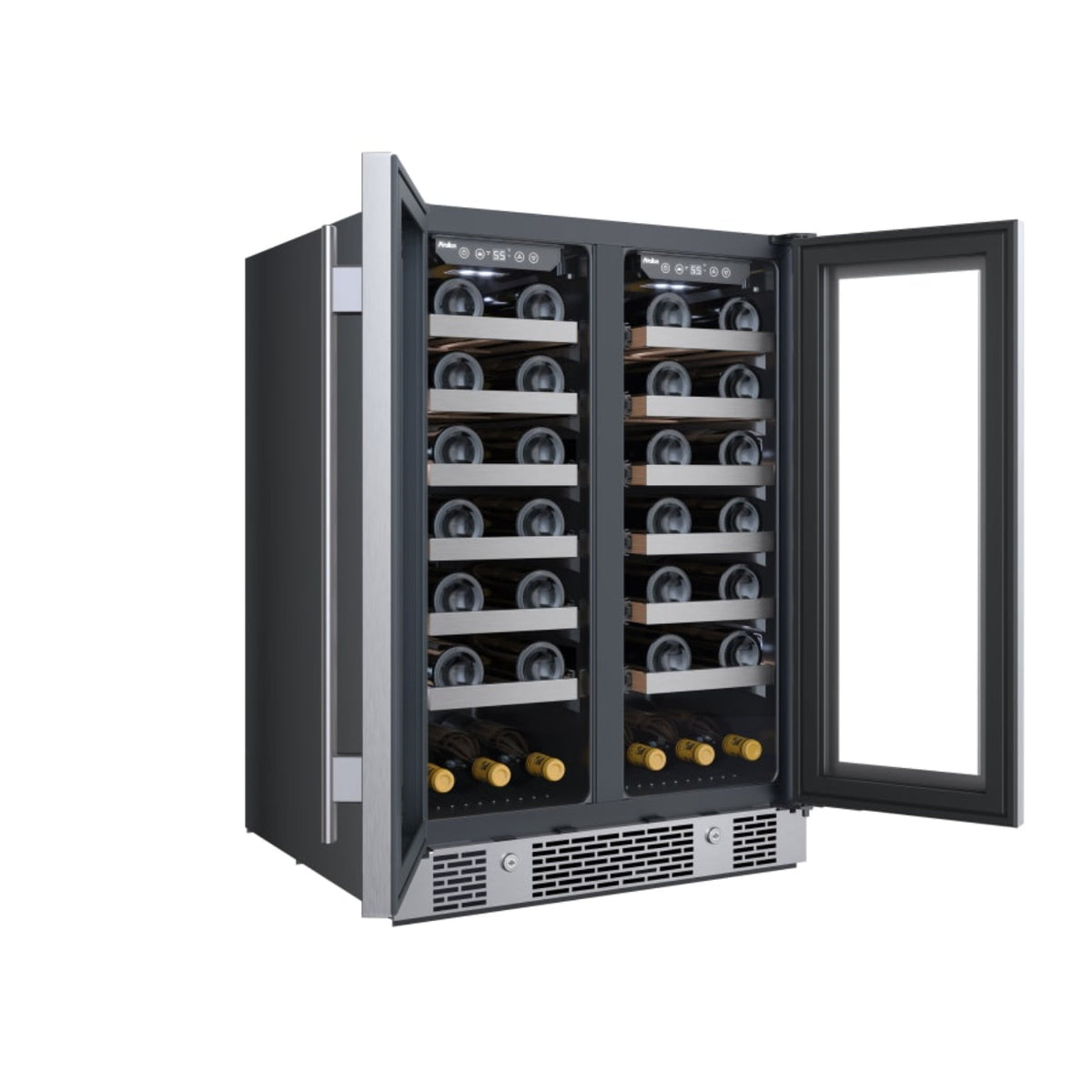 Avallon 24 Inch Wide 42 Bottle Capacity French Door Wine Cooler with LED Lighting - AWC242FD