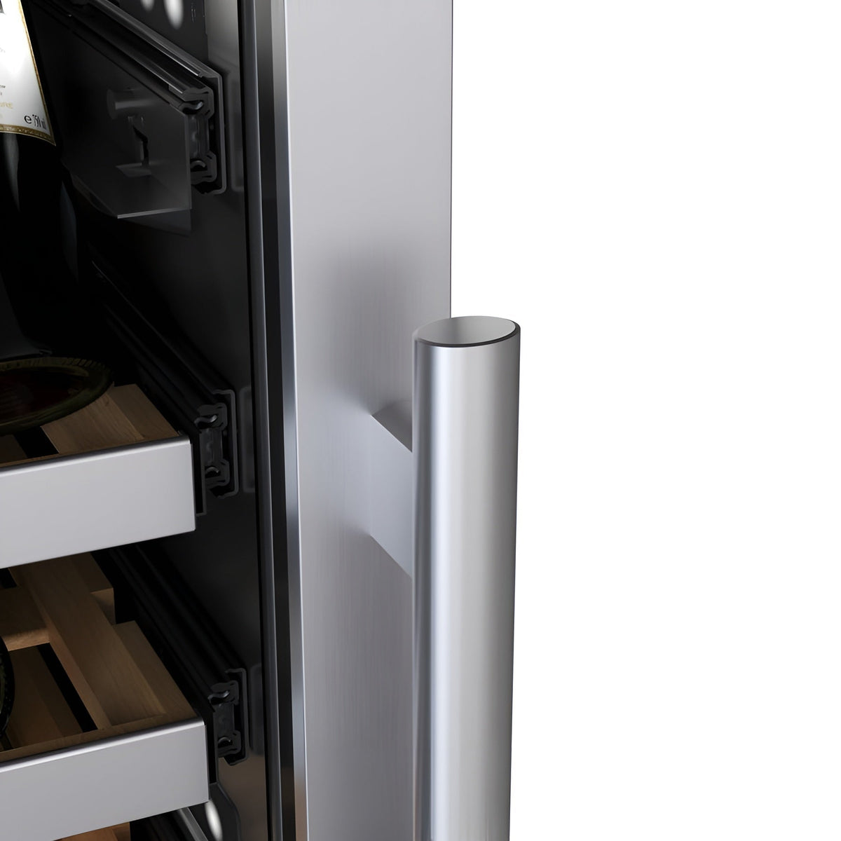 Avallon 24 Inch Wide 140 Bottle Capacity Built-In or Free Standing Wine Cooler with Wood Shelves, Dual Zone Cooling, Door Alarm, Door Lock and Energy Star Rated - AWC243TDZLHA