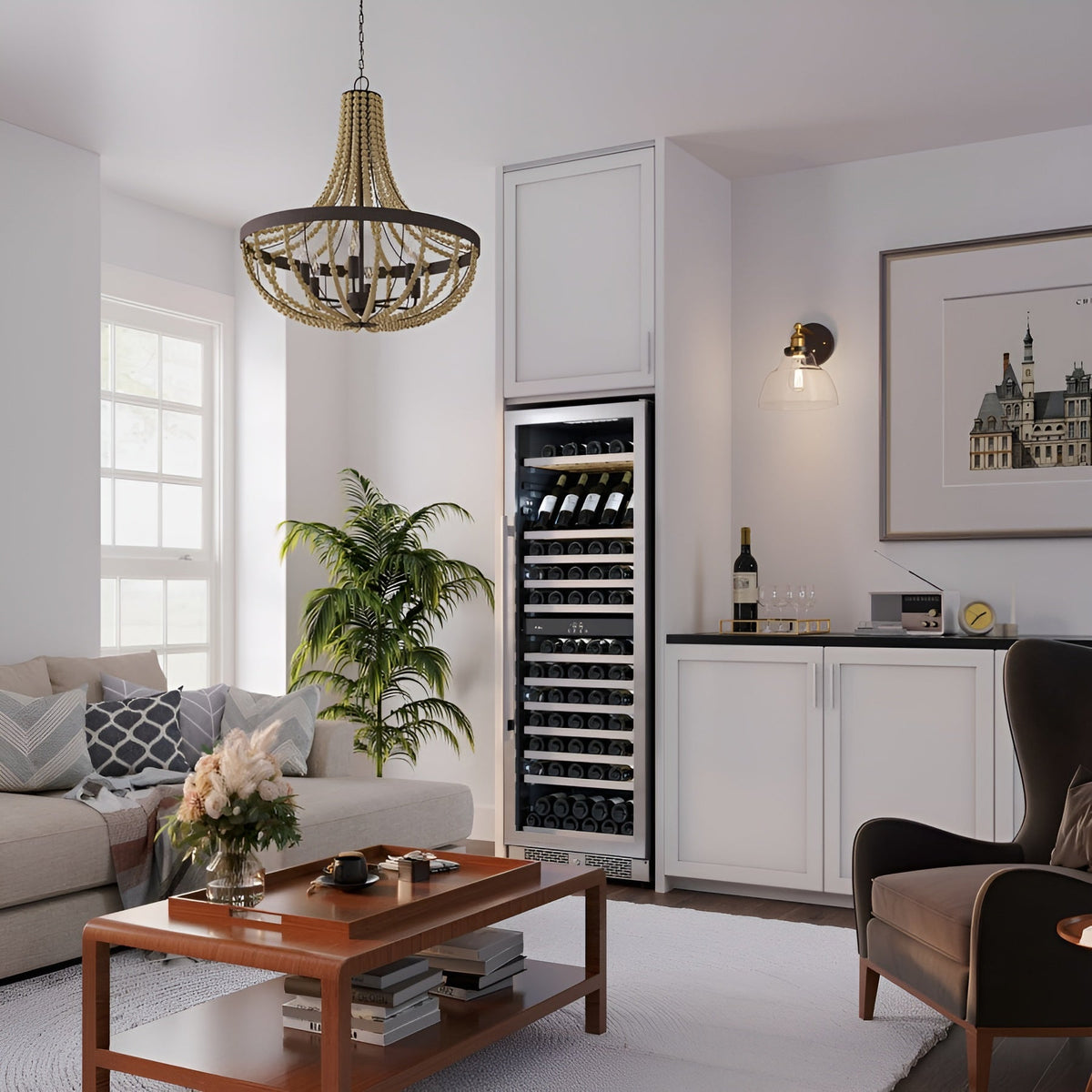 Avallon 24 Inch Wide 140 Bottle Capacity Built-In or Free Standing Wine Cooler with Wood Shelves, Dual Zone Cooling, Door Alarm, Door Lock and Energy Star Rated - AWC243TDZRHA