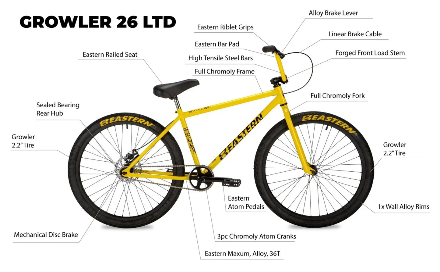 Eastern Growler LTD 26" BMX Cruiser - Black