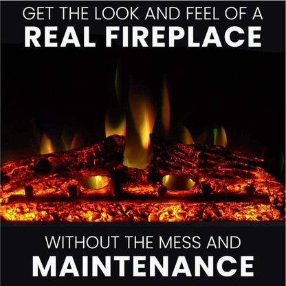 Cambridge 48-In. Belcrest Traditional Faux Brick Electric Fireplace Mantel with Enhanced Log Display, White and Mahogany - CAM4714-1WHMLG3