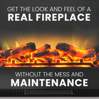 Cambridge 32-In. Sawyer Industrial Electric Fireplace Mantel with Realistic Log and Grate Insert and Color Changing Flames, - CAM5332-1MAHLG2