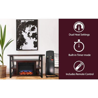Cambridge 32-In. Sawyer Industrial Electric Fireplace Mantel with Realistic Log and Grate Insert and Color Changing Flames, - CAM5332-1MAHLG2