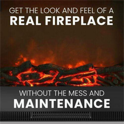 Cambridge Savona 59 In. Electric Fireplace in Cherry with Entertainment Stand and Charred Log Display, - CAM6022-1CHR