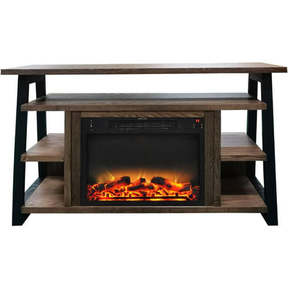 Cambridge 32-In. Sawyer Industrial Electric Fireplace Mantel with Realistic Log and Grate Insert and Color Changing Flames, - CAM5332-1MAHLG2